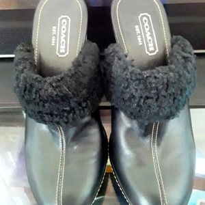 Coach Kacie  Black Leather Mules